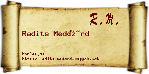 Radits Medárd névjegykártya